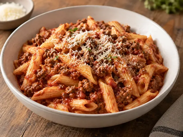 5-Zutaten-Hackfleisch-Pasta mit Tomatensauce
