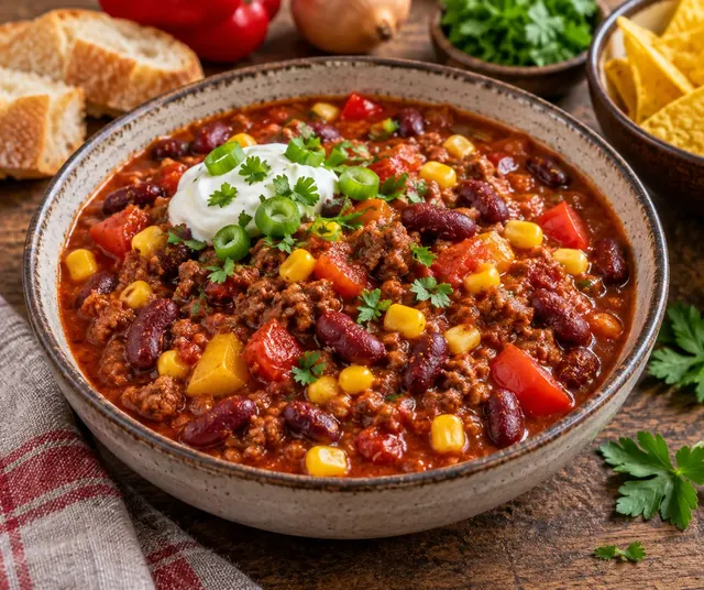 Chili con Carne mit Hackfleisch, Bohnen und Tomaten