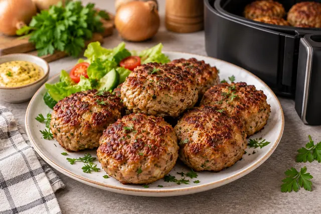 Frikadellen aus dem Airfryer mit goldbrauner Oberfläche
