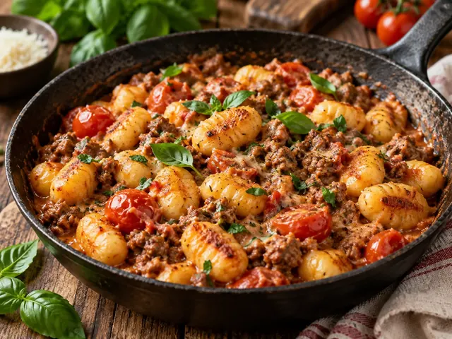 Gnocchi-Hack-Pfanne mit Tomaten und Hackfleisch