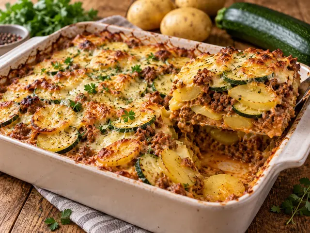 Kartoffel-Zucchini-Hack-Auflauf mit Hackfleisch und Käse