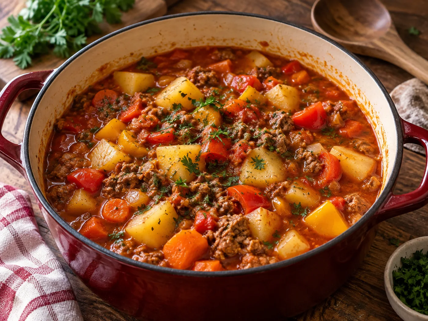 Bauerntopf mit Hackfleisch, Kartoffeln und Gemüse